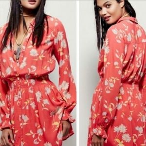 Free People Boho Smock Sleeve Floral Dress